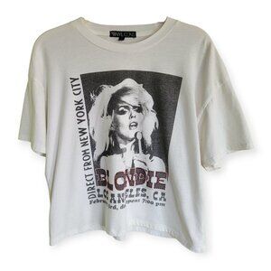 Blondie White Studded Graphic Band Tee, Size S